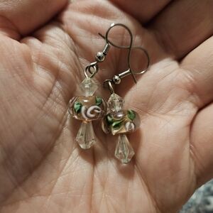 Silver tone handmade Flower earrings